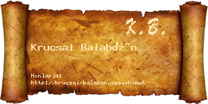 Krucsai Balabán névjegykártya